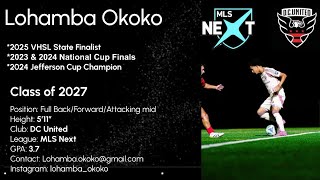 Lohamba Okoko - MLS Next DC United Academy - Class of 2027 Soccer Highlights