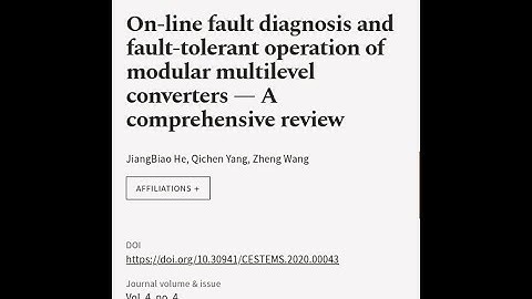On-line fault diagnosis and fault-tolerant operation of modular multilevel converters... | RTCL.TV