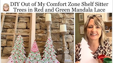 DIY Out of My Comfort Zone Shelf Sitter Trees in Red and Green Mandala Lace | Magnolia Design Co