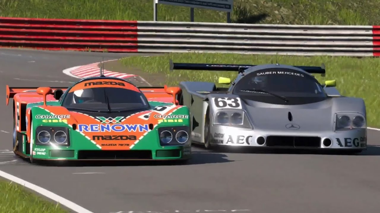 Mazda 787B 1991 vs Sauber Mercedes C9 1989 at Nordschleife Track