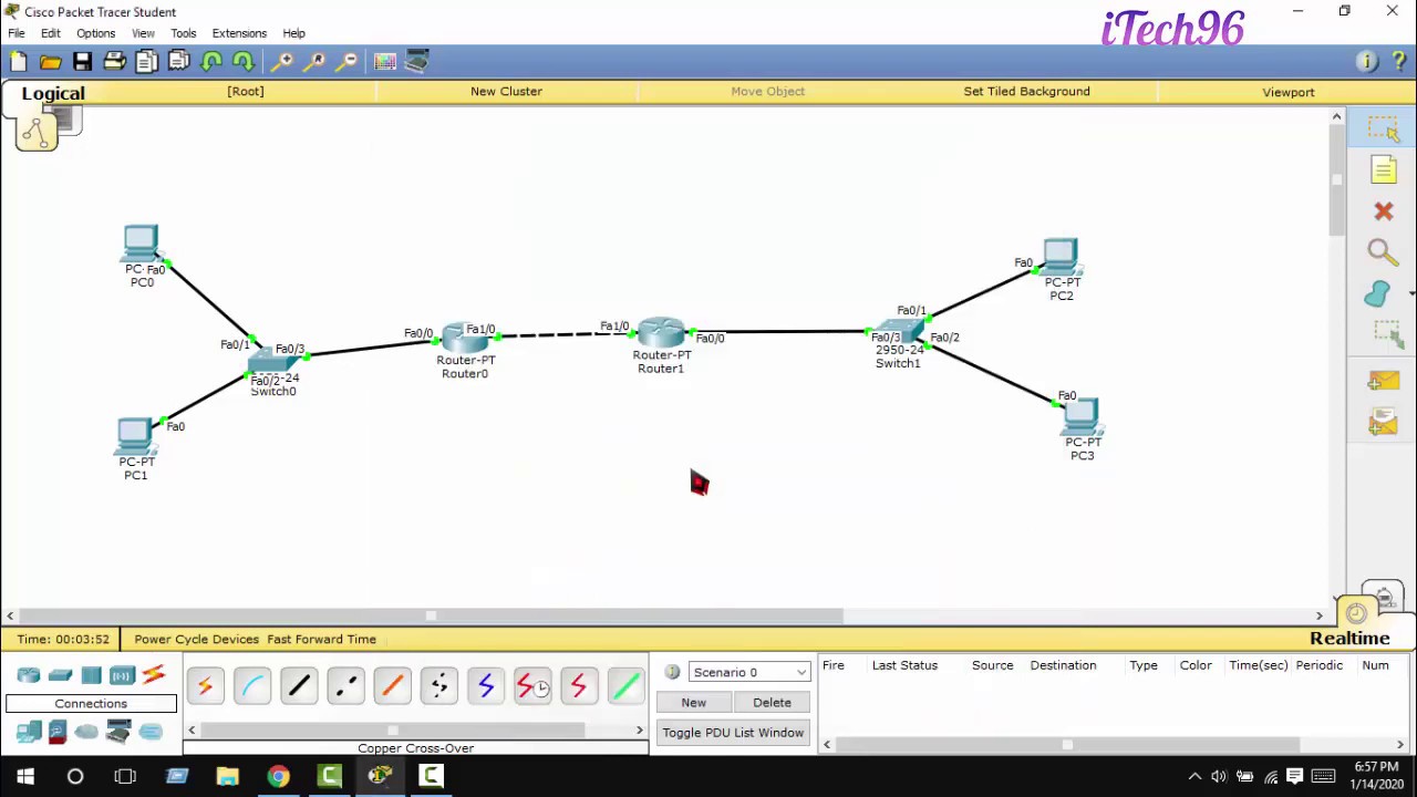 2 router, 2 switch configur using cisco packet tracer - YouTube