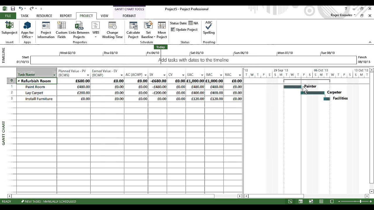 Update New Microsoft Project Earned Value