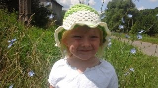 Летняя шапочка для девочки крючком&Summer girls crochet cap Летняя шапочка для девочки крючком&Summer girls crochet cap