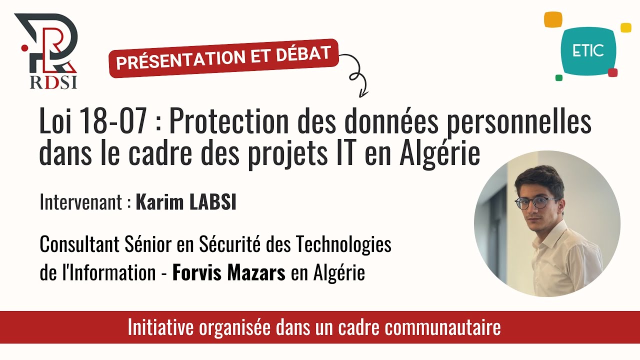 Session sur la loi 18-07 pour la protection des données à caractère personnel  en Algérie