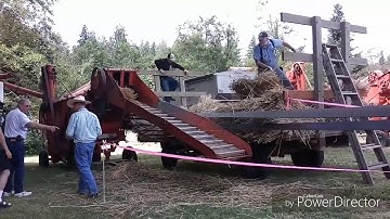 Threshing in action, steam tractor powered. Puget sound antique tractor and machinery show 2019