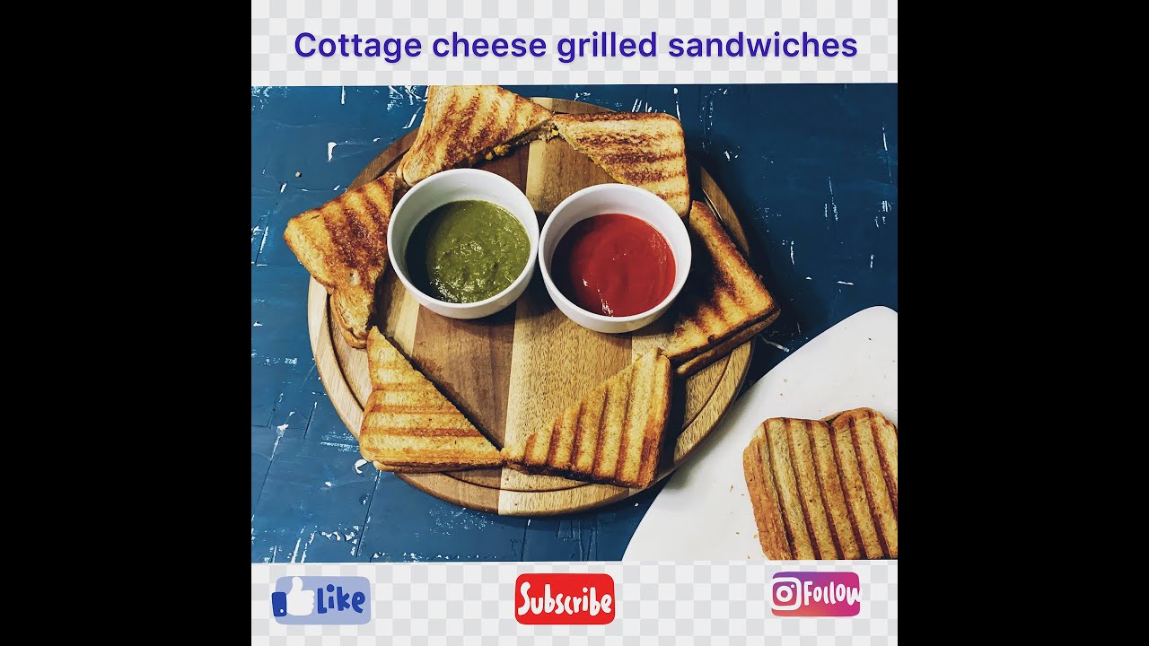 Cottage cheese grilled sandwich Paneer grilled sandwich Veg