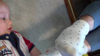 Aiden Playing With Great Grandmas Feet.
