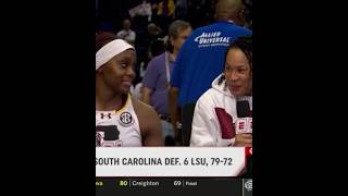 Raven Johnson &amp; Dawn Staley postgame sideline interview