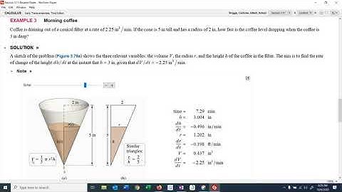Math 2413 Sec 3.11 (part 3) Related Rates Canonical Filter with Similar Triangles