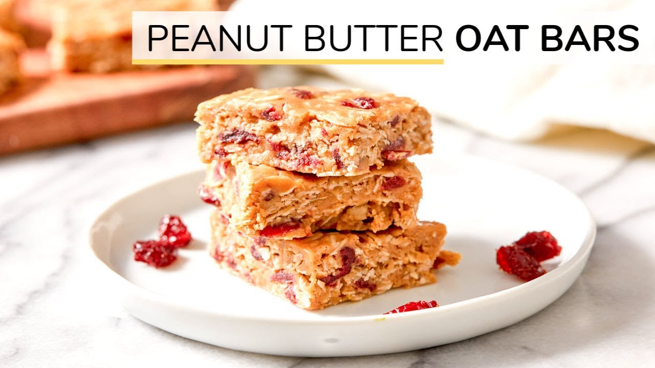 NO BAKE PEANUT BUTTER OAT BARS | 4-ingredient oatmeal bars