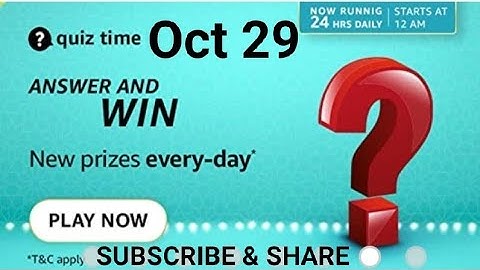 Amazon Daily Quiz Time Answers Today, Win 25000, win Amazon pay balance, Quiz Time on Oct 29