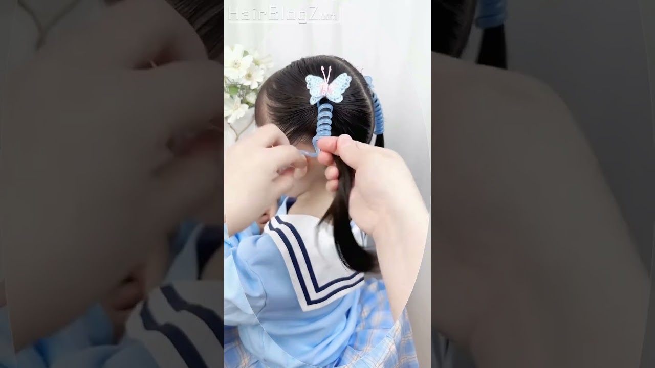 Adorable Ribbon-Twist Ponytail for Kids  