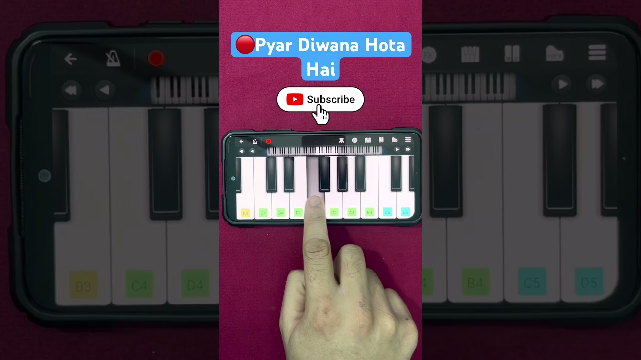 🔴Pyar diwana hota hai on piano #hindimobilepiano