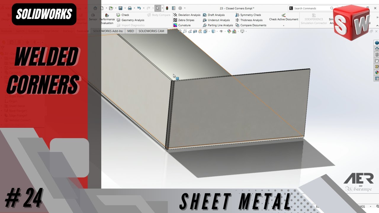 Welded Corners | Sheet Metal | Solidworks Tutorial Stage #24 Eng - AER ...