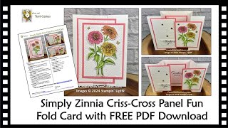 Simply Zinnia CrissCross Panel Fun Fold Card with FREE PDF Download