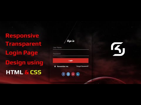 Responsive Transparent Login Page Design using HTML and CSS || RSK Helpline