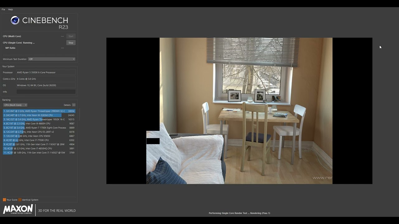 Ryzen 5 3500X Cinebench R23 (Single Core)
