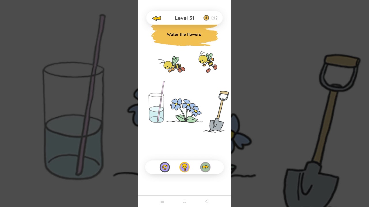 Brain Gym Tricky Level 51 Water the flowers - Gameplay Solution Walkthrough