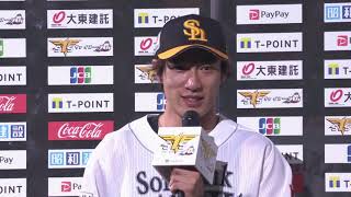 2020年10月3日 福岡ソフトバンク・柳田悠岐選手・東浜巨投手ヒーローインタビュー