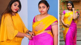 பட்டு புடவையில் ஒல்லியாக தெரிய இதை try பண்ணுங்க! | Fast and Easy Saree Draping tutorial in Tamil