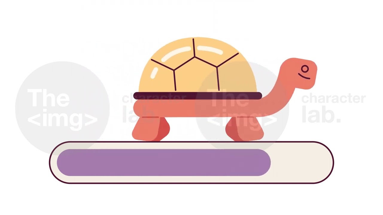 Pond turtle walking 2D loading bar animation