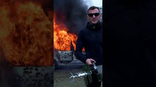 Renato Moicano Burns A Mini Van With A Flame Thrower