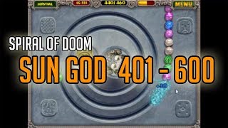Zuma Deluxe -- Sungod 401-600 (Spiral of Doom Gauntlet Survival gameplay)