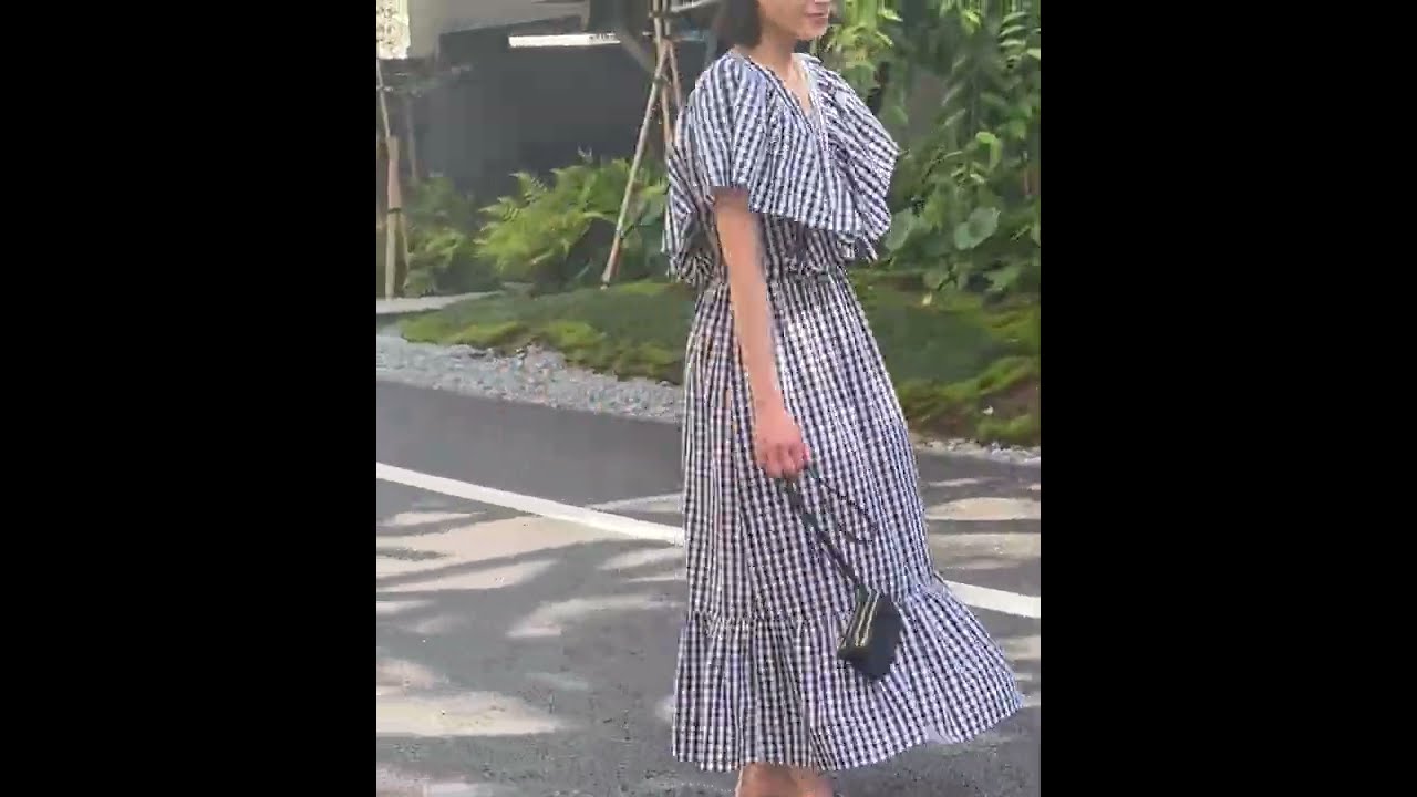 yori ヨリ フリルスリーブワンピース　 ギンガムチェック フリルスリーブ 2022SS yori ヨリ ギンガムチェック フリルスリーブ ブラウス 36