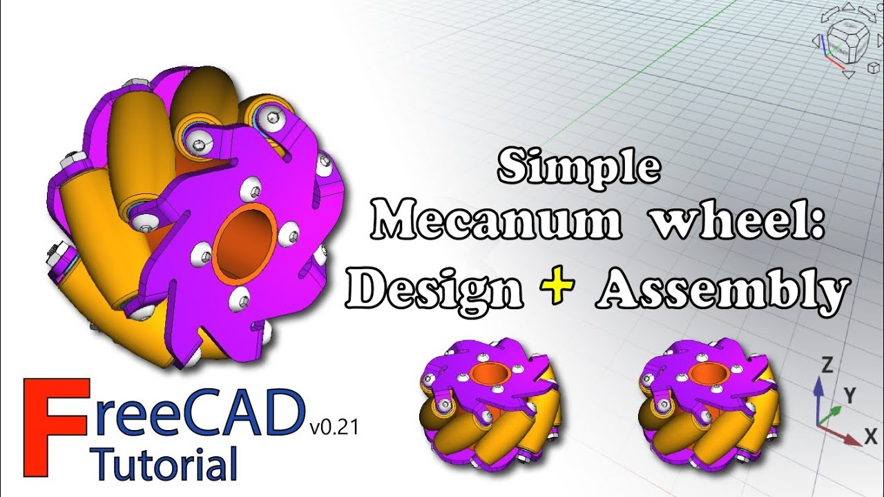 FreeCAD 0.21: Simple mecanum wheel design + assembly - YouTube
