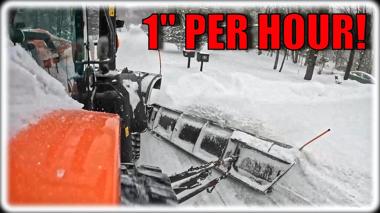 Snowplowing In 1” Per Hour Snowfall – Trying To Keep Up