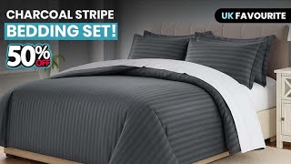 Transform Your Bedroom with Stunning Charcoal Stripes Duvet Covers!
