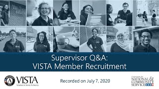 Supervisor Q&A: VISTA Member Recruitment (7/7/20)