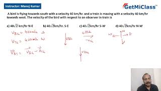 Relative Motion  Bird  Train KCET 11th Physics Motion in two dimensions