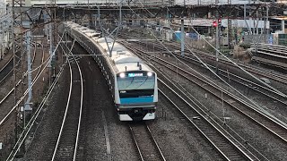 JR京浜東北線各駅停車南浦和行きE233系1724Aと京浜東北線各駅停車磯子行きE233系1687C102宮サイ、横須賀線普通成田空港行きE217系1640S+普通鹿島神宮行きE217系が走行！