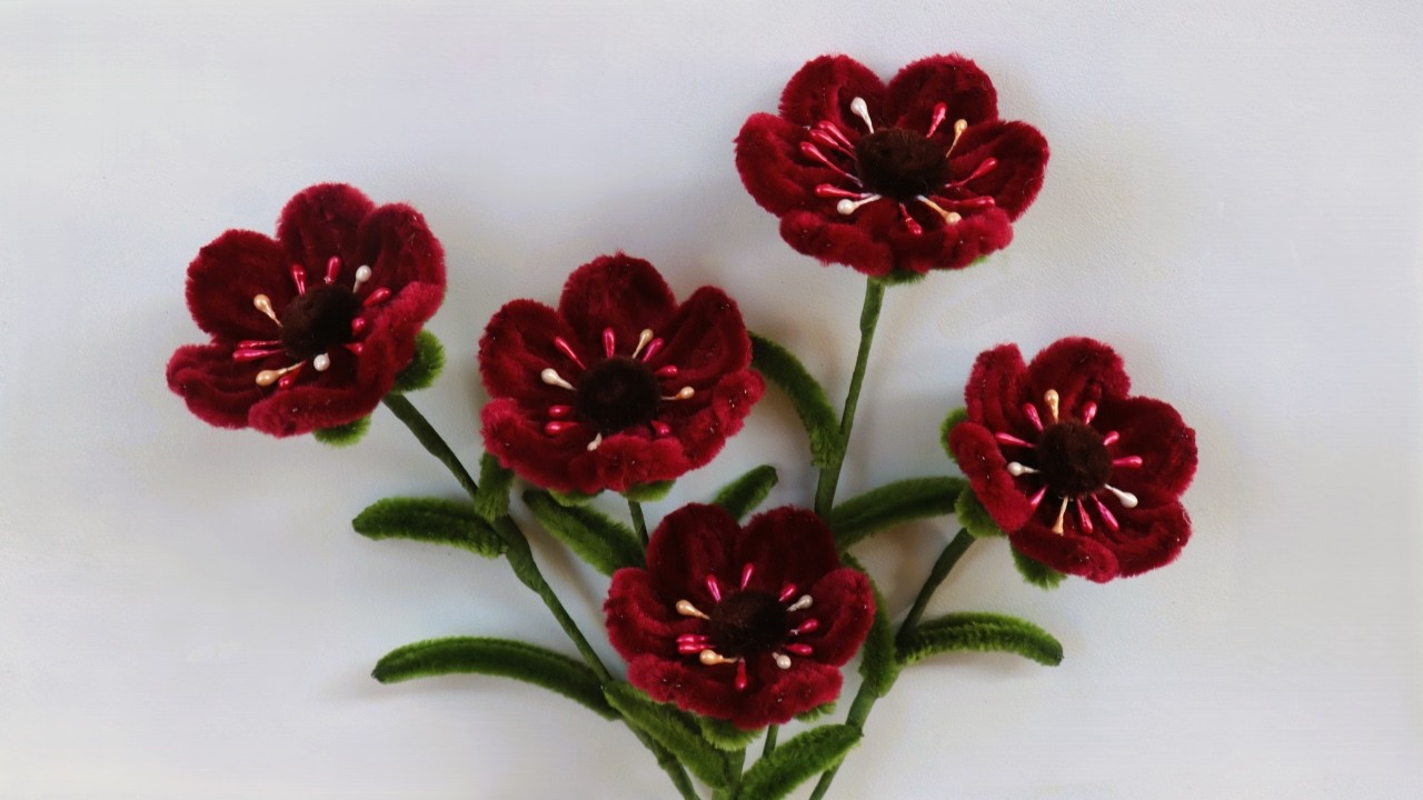 DIY Pipe Cleaner Flowers/ Beautiful Flower Made Of Chenille Wire/ Fuzzy Wire Flowers Tutorials