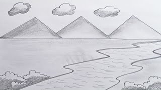 scenery drawing tutorial with pencil sketch || How to draw simple scenery