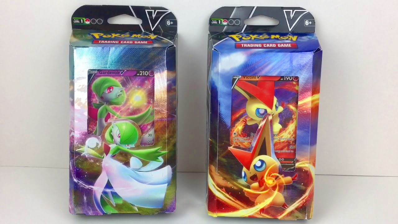 Pokemon TCG V Battle Decks Gardevoir V & Victini V Theme Deck Sword and  Shield Card Sets Unboxing 