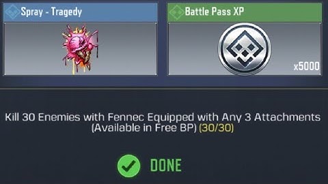 Call Of Duty: Mobile Kill 30 Enemies with Fennec Equipped with Any 3 Attachments Task Complete