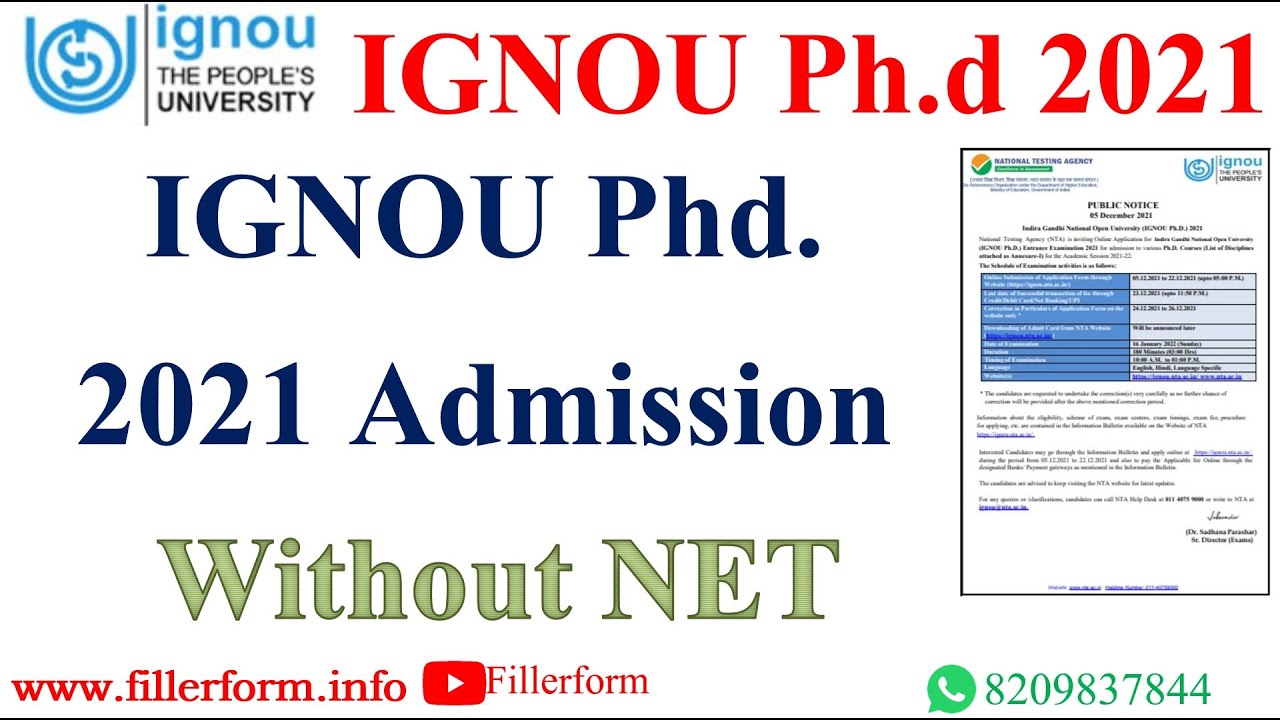 phd computer science admission 2021 ignou