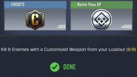Call Of Duty Mobile Kill 8 Enemies with Customized Weapon from your Loadout Task Complete