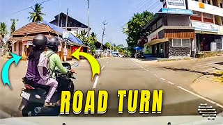 Biker Makes Sudden Turn Onto Road Causing a Near Miss