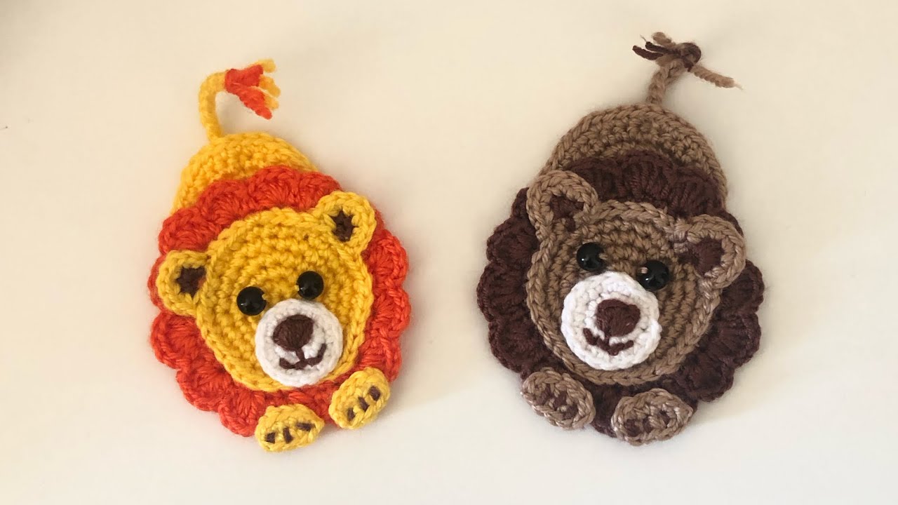 Aslan figürü - aplikesi yapımı ( knit lion motif applique )
