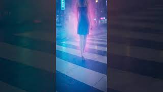 Neon Crossing #barefootinrain #relax #wetsuit #raintok #cinematic #neonvibes #urbanrain #rainasmr