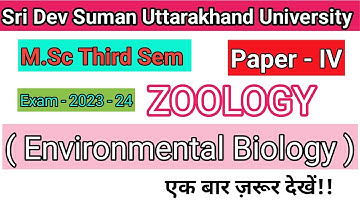 M.Sc ( III ) Sem. Zoology Environmental Biology Paper - 4th  Exam - 2023 - 24  #sdsuv #environment 