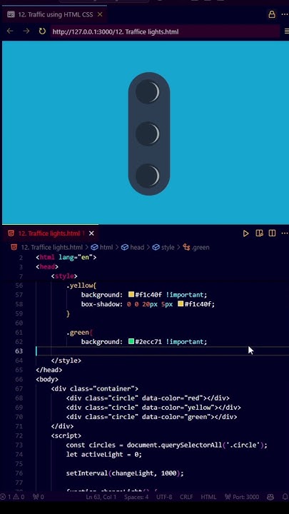 Traffic Light Animation Using html css and js #shorts#viral#html#css#js ...