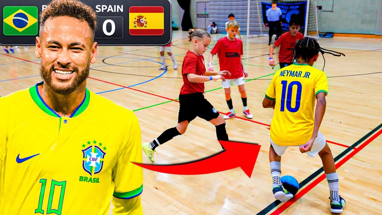 11 Year Old NEYMAR JR Dominates Pro Footballers In 6v6 Tourament