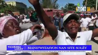 Manifestasyon nan site Solèy pou mande liberasyon Mahotière Angelo ak Kathel jones lapolis te arete