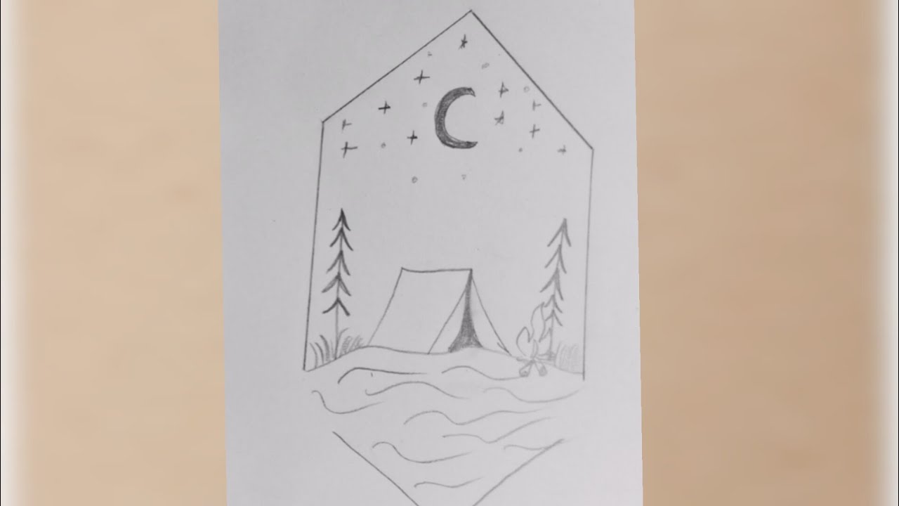 Easy Pencil Drawing for Beginners 🌙 | Night Scenery Drawing Step by Step