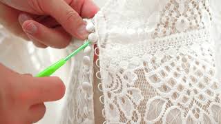 Using a Crochet Hook to Button Your Wedding Dress