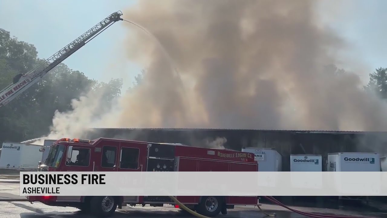 Fire Shuts Down Roads in Asheville | Crews Battle Blaze Near DMV - YouTube